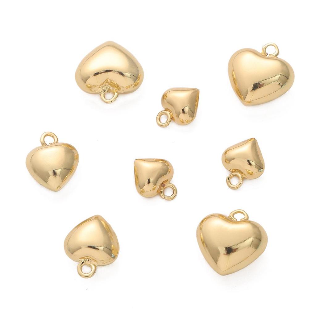 14K Gold-filled Heart-Shaped Pendant Charm for DIY Bracelet/Necklace - Real Gold, Shiny, Color-Preserving.