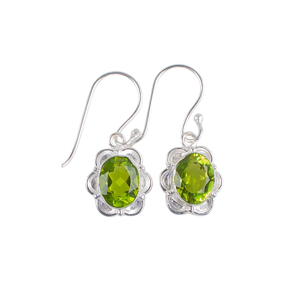 Natural Peridot Gemstone 925 Sterling Silver Jewelry Handmade Earrings 1.30" EE-11-9