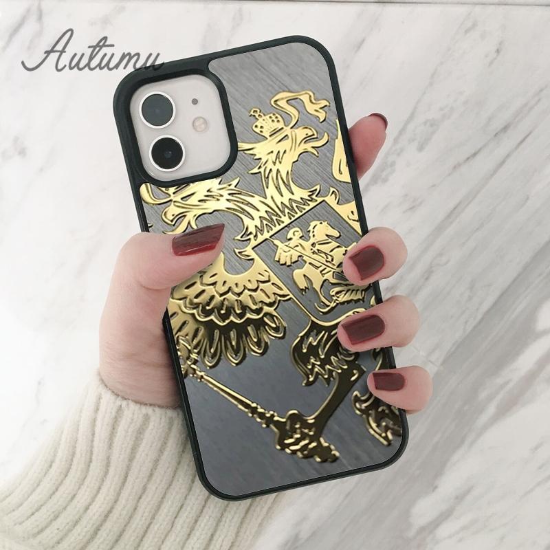 Russia Coat Of Arms Double Headed Eagle Phone Case for iPhone 11 12 13 14 Pro Max Mini XR XS SE 2020 6S 7 8 Plus Galaxy S21 S22