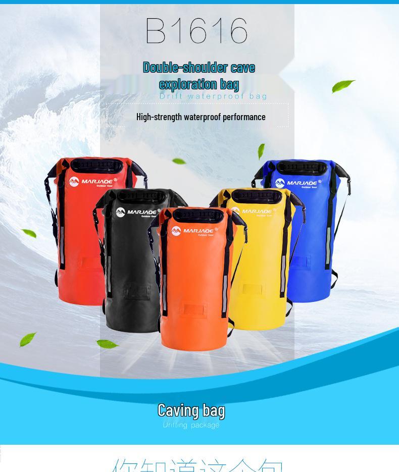MARJAQE1616 Vodotěsný batoh s dvojitými ramenními popruhy na canyoning - 40L Profesionální vybavení pro venkovní dobrodružství