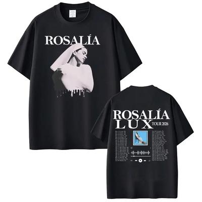 Sångerskan Rosalía LUX Tour Konsertalbum 2026 Tryckt T-shirt Unisex Trendigt Mode Kortärmad Vintage Lös T-shirt