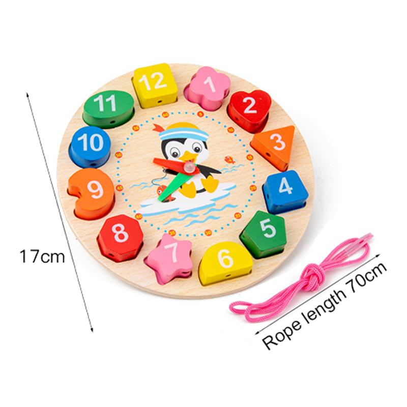 Children Wooden Toys Clock Rainbow Tower Caterpillar Around Beads Shape Matching Kids Montessori Early Education Toy TMZ