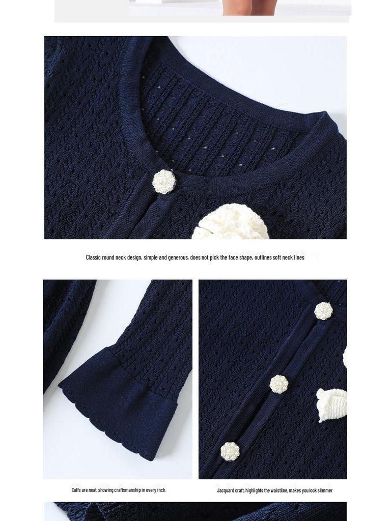 2025 Autumn Floral Bell Sleeve Slim Mid-Length Dress