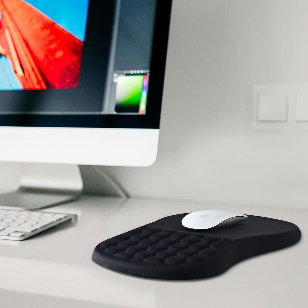 EooCoo Ergonomische Handgelenkstütze Mauspad mit geneigtem Handgelenk-Massagepunkt Dickes Gel Tendinitis Kabellose Maus Ermüdung Wasserdicht und Waschbar Schwarz