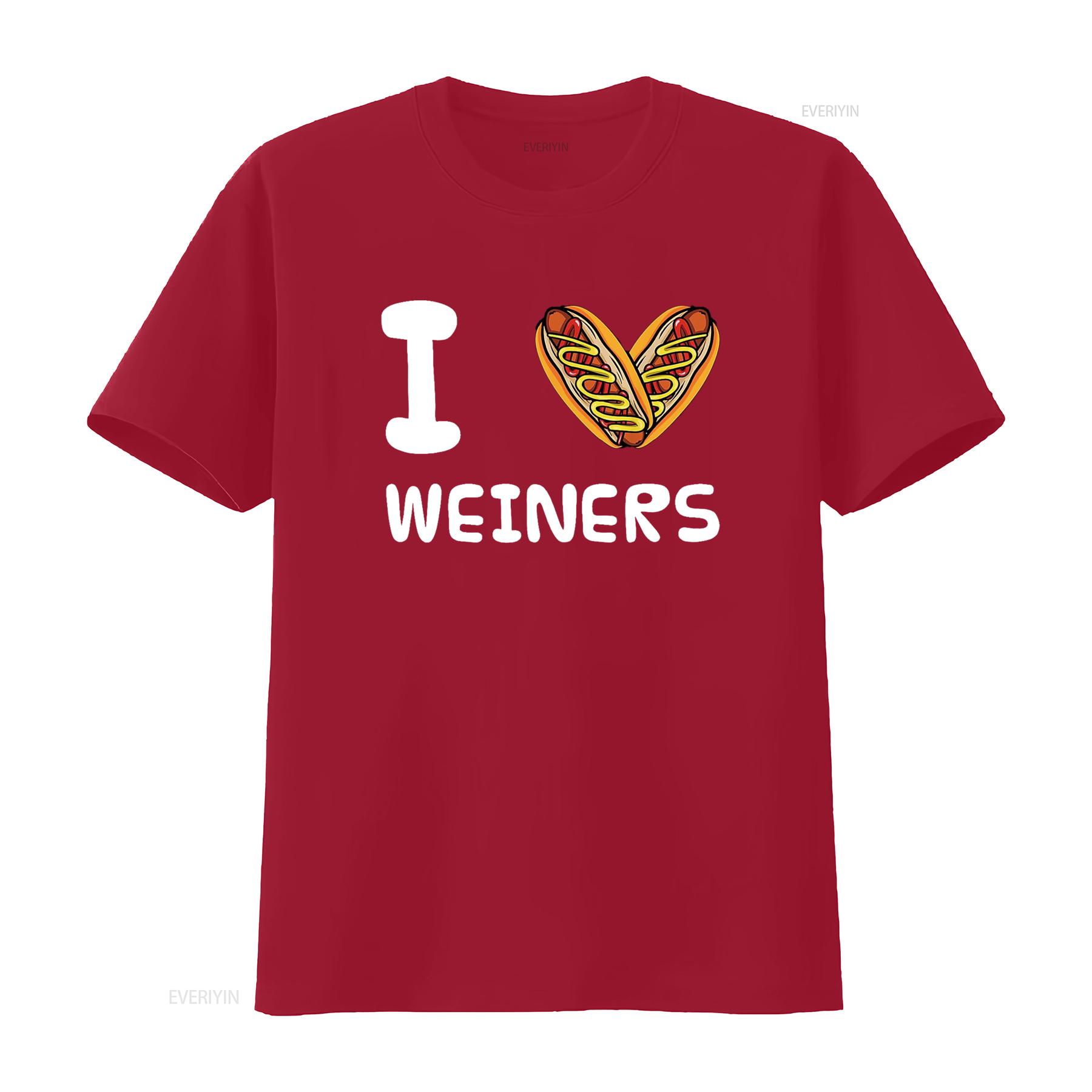 

I Love Weiners Hotdogs Frankfurter Wiener Frank Sausage Bun T Shirt Black vintage Washed homme Top For Everyday Wear streetwear S