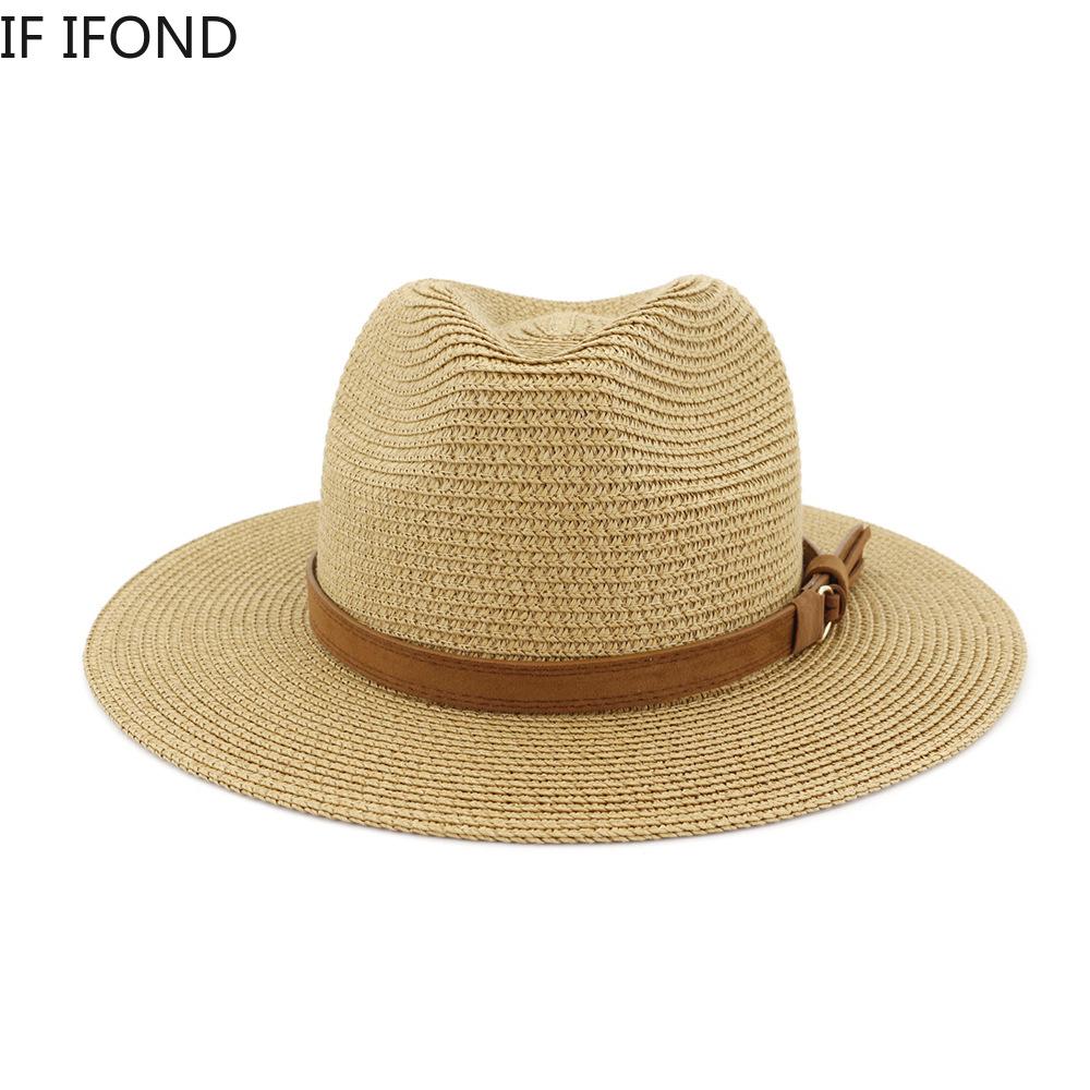 Nuovo Taglia Grande 59-60CM Cappello Panama Cappelli Estivi da Sole per Donna Uomo Esterno Spiaggia Paglia Cappellino Protezione UV Chapeau Cappello Jazz Trilby