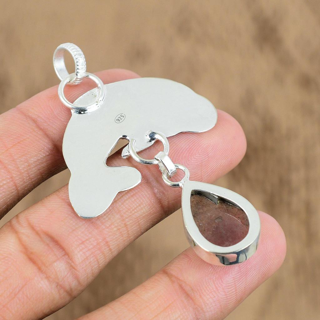 Wedding Gift For Her 925 Sterling Silver Natural Sunstone Gemstone Pendant Fish