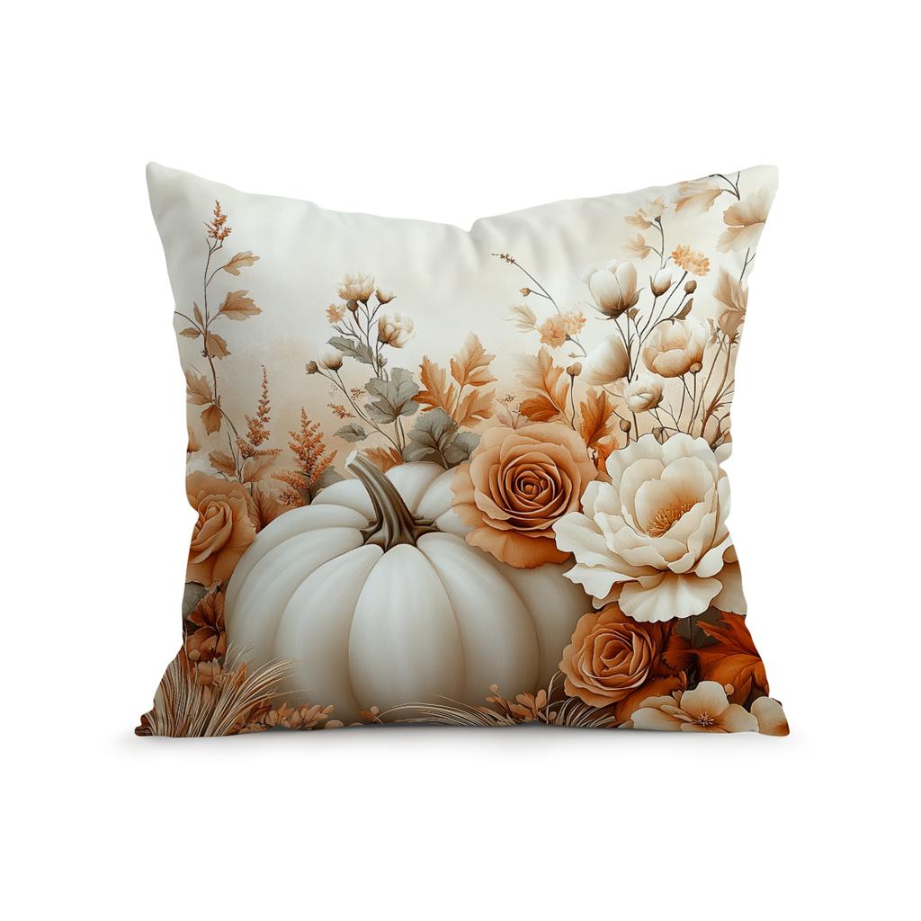 Home Decor Autumn Pumpkins And Floral Fall Pillow Covers Pattern Cushion Cover Suitable For Sofa Bedroom Car Pillow Cover