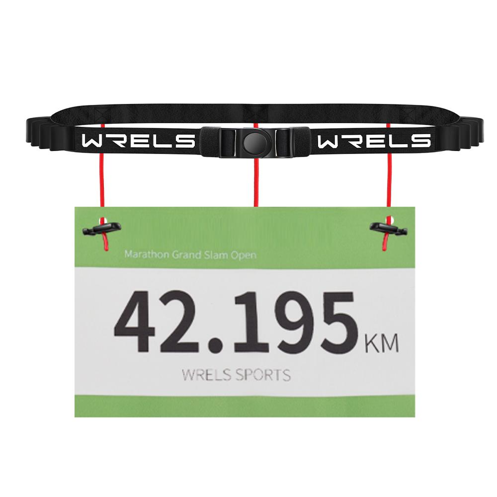 

WRELS Marathon Race Number Belt Elastic Triathlon Waist Belt with Gel Holder Quick Release Lightweight Running чёрный