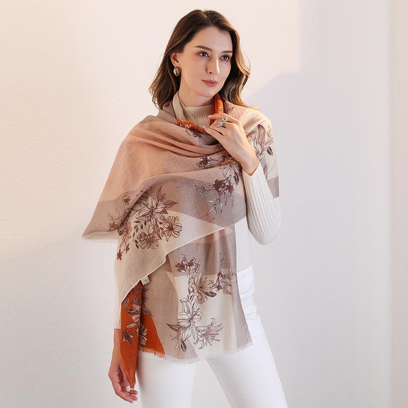 Winter Wool Scarf Women's Long Thermal Scarf Shawl Dual-purpose