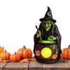 Scary Resin Witch Cauldron LED Lamp Halloween Glowing Decoration Spooky Night Light for Home Party Outdoor Store Haunted House