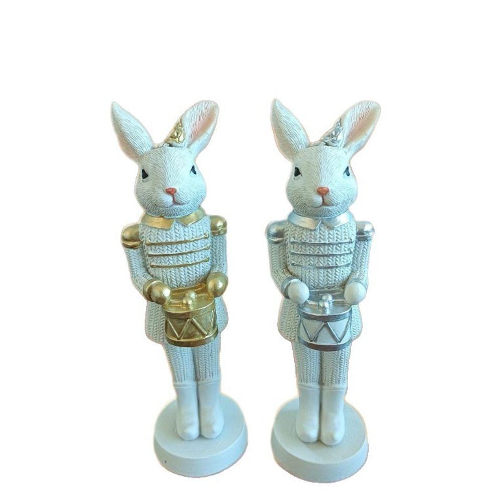 Soldier Style Nut Cracker Rabbit Resin Material Bunny Sculpture Bunny Figurines  Bookshelves Decor