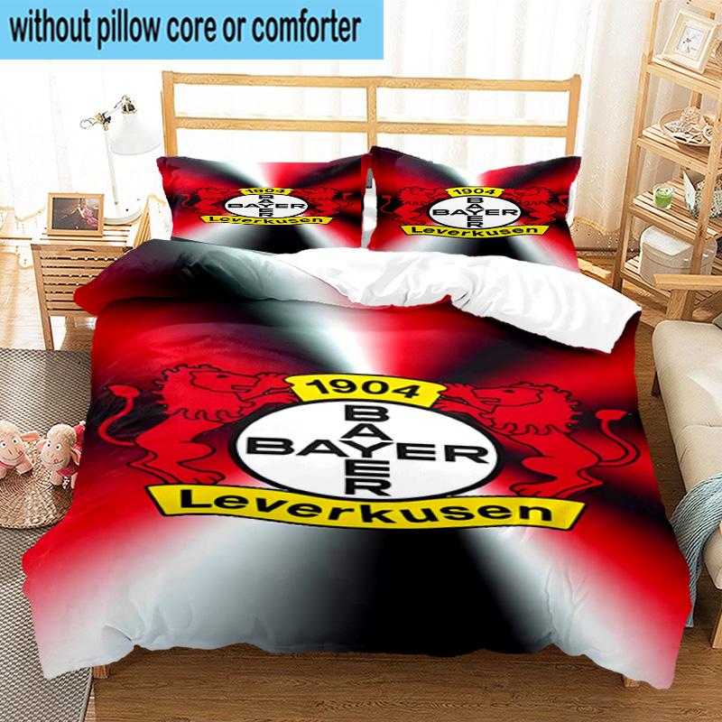 3pcs Bayer Football Club Printed Bedding Set Duvet Cover Closure Includes 1 Duvet Cover & 2 Pillowcases Bedding Sets Home Decor Gifts