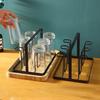 Metal Cup Drying Rack with 6 Hooks Vertical Bottle Drying Rack Glass Bottle Holder Bottle Drying Rack Black Coffee Mug Holder