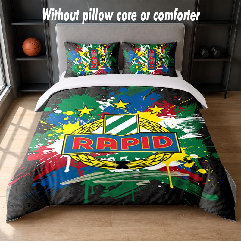Rapid Wien FC Design Bed Bedding Set 1 Duvet Cover + 2 Pillowcases Soft Breathable Household Bed Linens