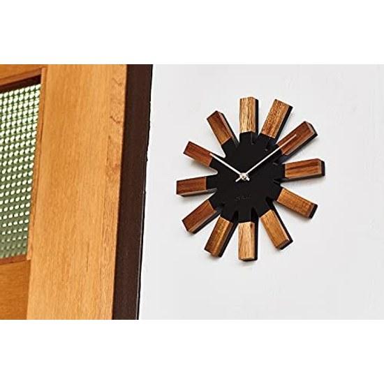 Interform Wall Clock CL-2949BK Vierco Black Nordic Wood W25H25D2.5cm Sweep Movement Silent