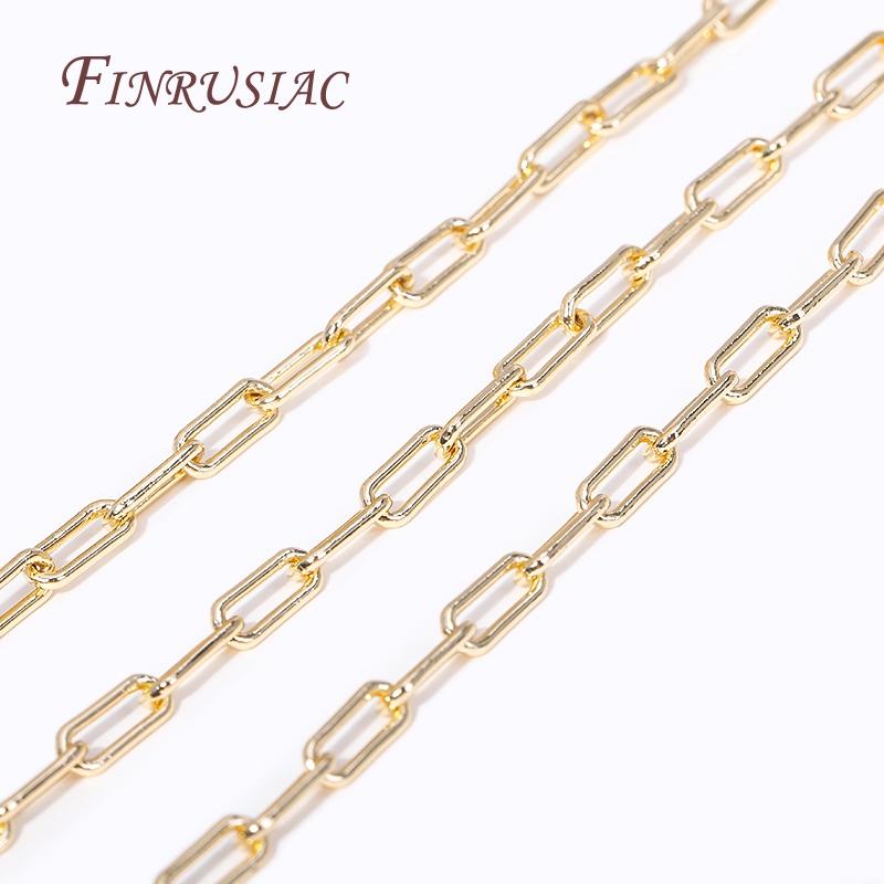 Wholesale Bulk Cable Chains For Jewelry Making,14K Gold Plated Metal High Quality Spool Chains DIY Necklace Bracelet Accessories