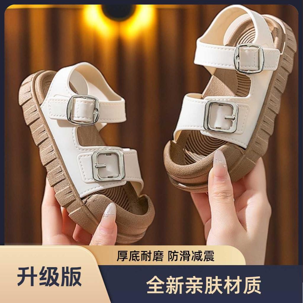 Girls Sandals New Summer Non-Slip Soft Sole Girls Middle and Large Children Velcro Children's Shoes Baby Beach Sandals