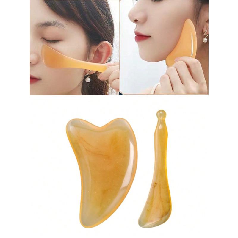 

2pcs Buffalo Horn Scraping Massage Board & Scrape Massage Tool To Relieve Acupuncture Points And Muscle Psychology, For Shoulders, Neck,