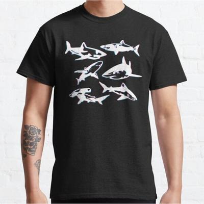 0530 Shark Types Cool Gift for Shark Lover Short Sleeve T Shirt Vintage Graphic Tee 100 Cotton Printed Clothes All Size Tops