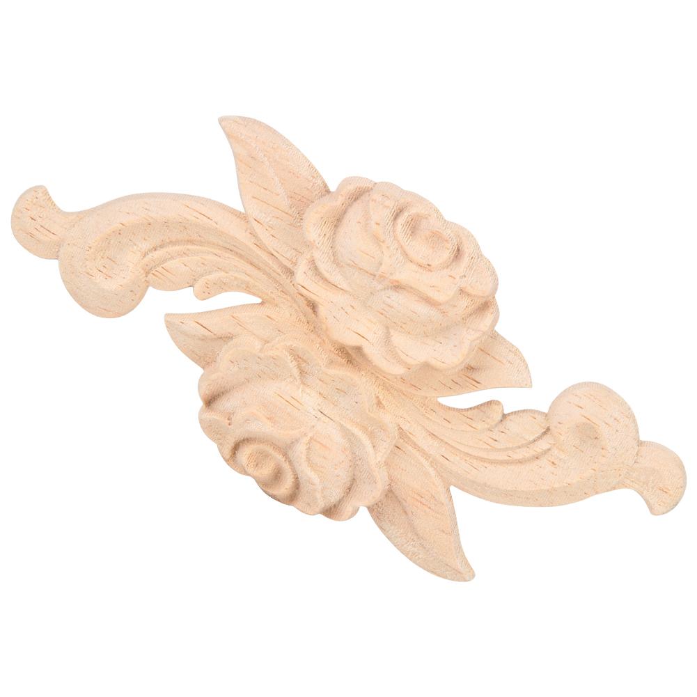 4Pcs Flower Carved Corner Onlay Applique Door Cabinet Vintage Style Furniture Decor
