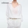 Edition Women's Cotton Linen Tapered Trousers with Silk Scarf Belt