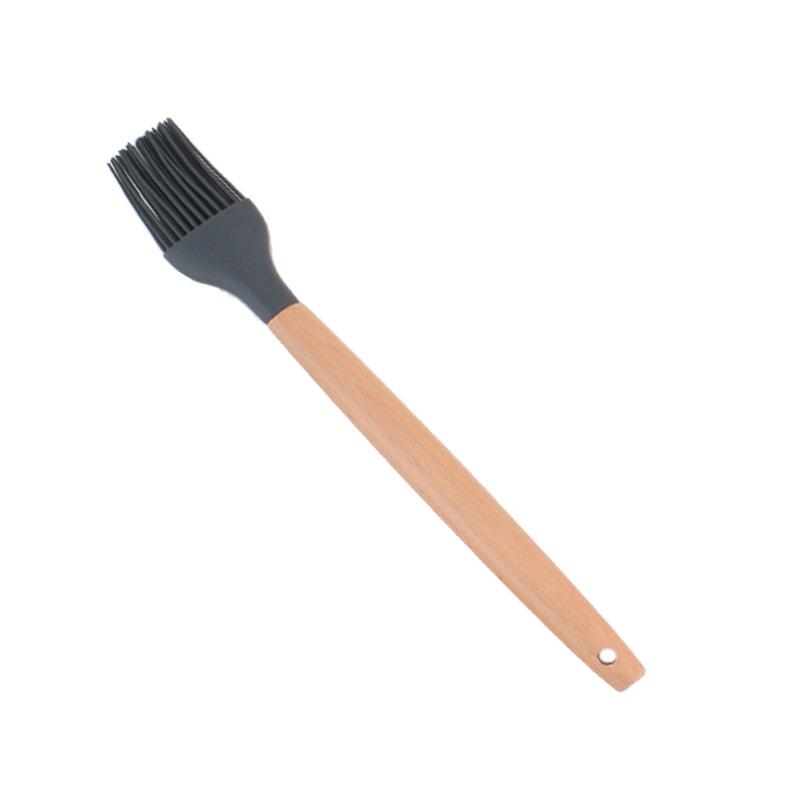 11-Piece Wooden Handle Silicone Kitchenware Set - Includes 9 Kitchen Tools, Spatula, and Spoon.