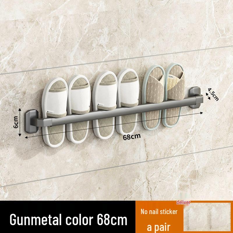 Wall-Mounted Luxury Slipper Rack: Punch-Free Bathroom Shoe Draining Storage Solution
