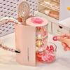 360-Degree Rotating Cosmetic Storage Box Dustproof Multi-Functional For Storing Brushes Sponges And Lipstick