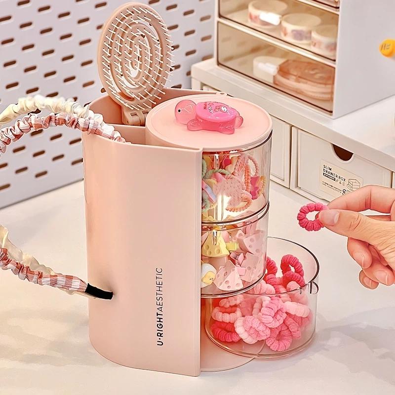 360-Degree Rotating Cosmetic Storage Box Dustproof Multi-Functional For Storing Brushes Sponges And Lipstick