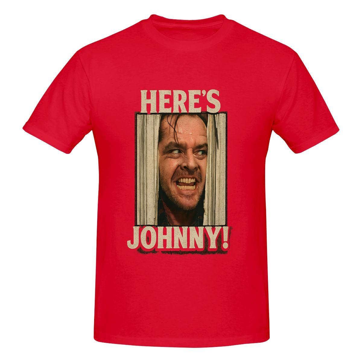 Funny Iconic Here S Johnny The Shining Horror Movie Design Unisexs Tshirt Printed Tops are loose and slim fit Womens Tshirts S