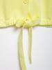 Spring 2026 Yellow Short Sleeve Knitwear with Bow Decoration for Women - European & American Style
