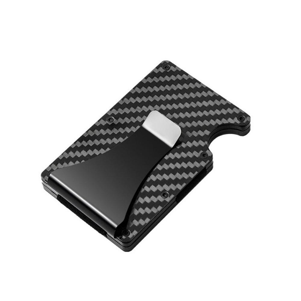 

Мужской кошелек из углеродного волокна с блокировкой RFID, тонкий металлический держатель для кредитных карт с зажимом для денег 1pc