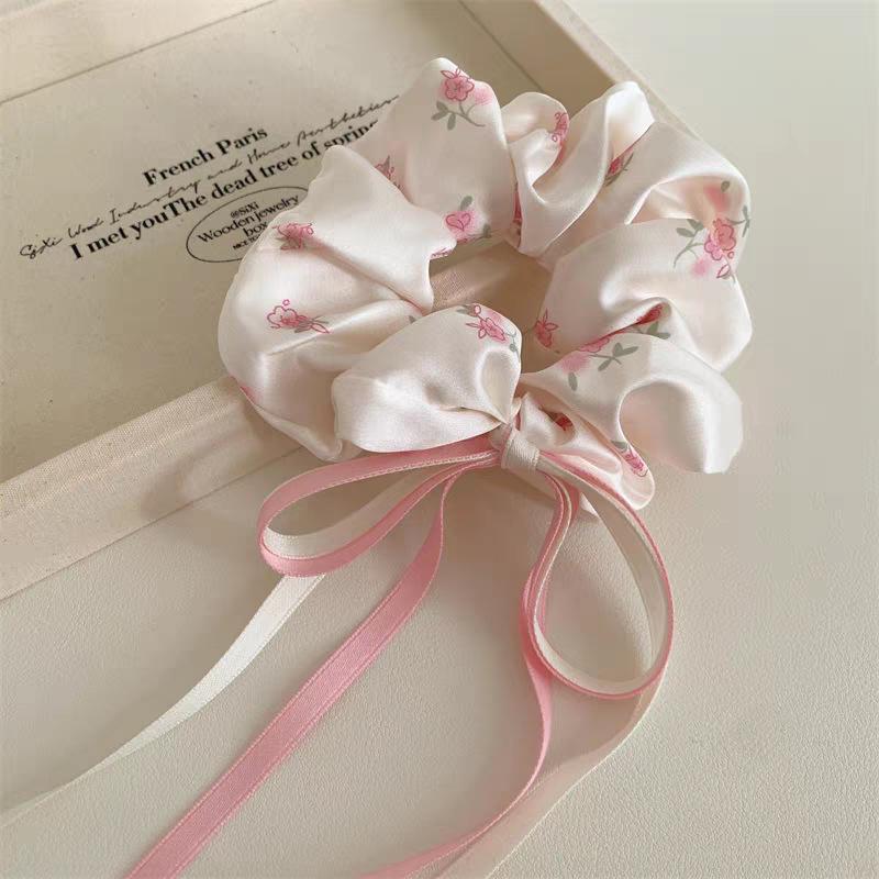 Korean Style Red & Blue Color Block Plaid Hair Tie – Cute Childlike Large Scrunchie