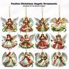 12Pcs Handcrafted Victoria Angel Ornament Set Wooden Christmas Decorations New Xmas Tree Pendant