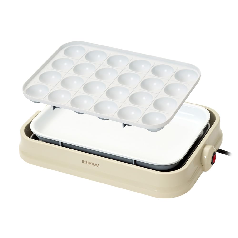 

Iris Plaza PHP-C24W Ванільно-кремова гаряча плита, дві знімні пласкі тарілки для такоякі