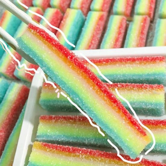 Sour Gummy Candy Strip Toy Slow Rising Stress Relief Colorful Sugar Stick Sensory