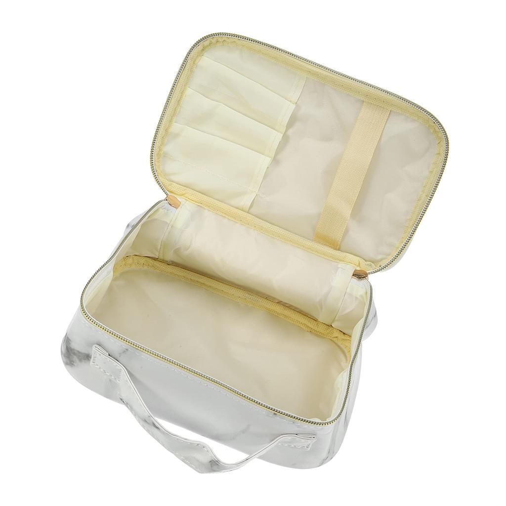 VOCOSTE Makeup Travel Makeup Brush Marble Toiletry Bag for Gray Pouch, Organizer, Women, 21x13x9cm, White,