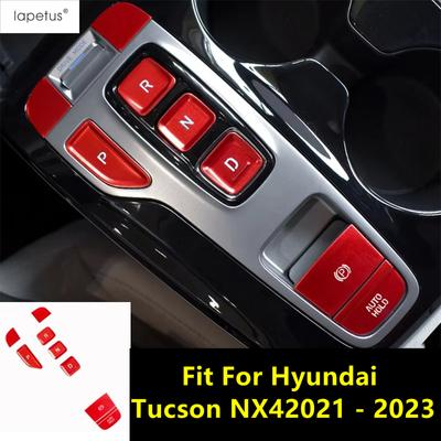 Red Car Hand Brake Parking P Auto Hold Button Switch Sequ Cover Trim Accessories Interior For Hyundai Tucson NX4  -