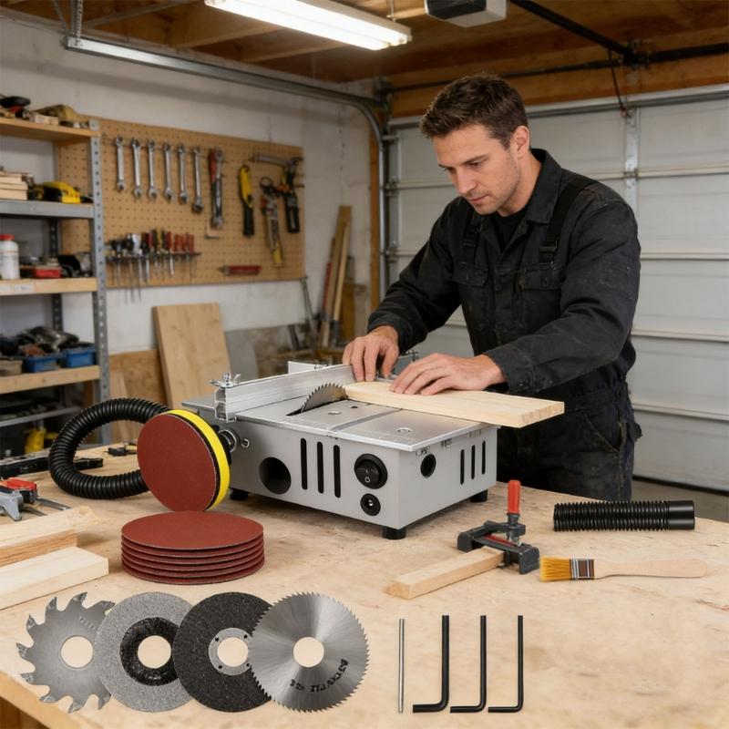 Small 100W Copper Motor Table Cutter With Angle Adjustment And Safety Cover For DIY Projects