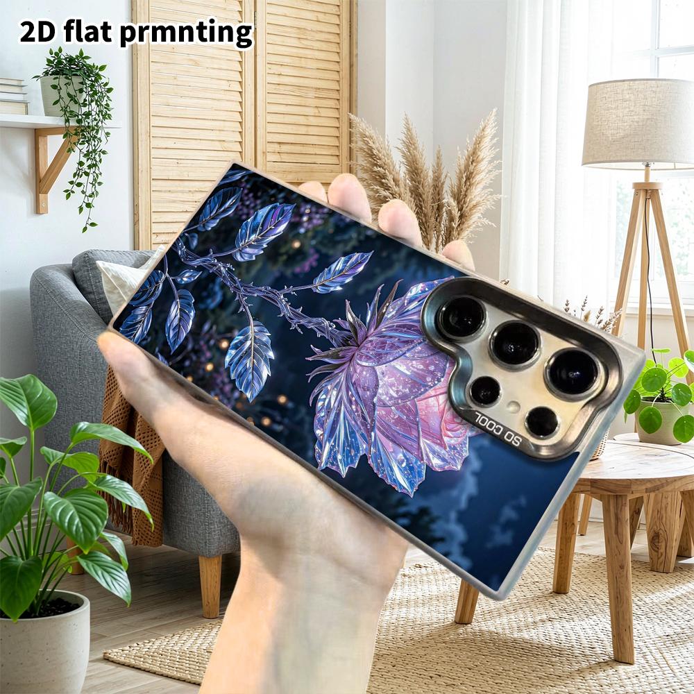 Phone Case: 2D Flat Samsung Galaxy A34 A35 M05 M06 S20 S22 S21 FE Plus 5G Protective Case, Couple Style, Glowing Crystal Rose, Christmas and Halloween