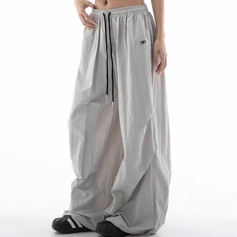 ICH MODE Women's Summer Loose Straight-Leg Parachute Cargo Pants