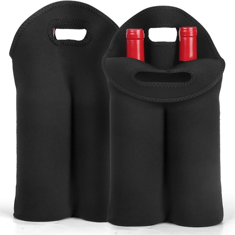2-Pack Insulated Rubber Wine Bottle Covers with Carry Handles - Multi-Color Options, Convenient and Practical for Home