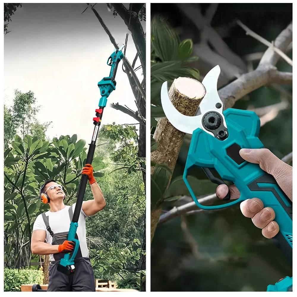 35mm Brushless High Branch Shears 2.8m Telescopic Extension Pole Portable Electric Pruner Orchard Shrub Pruning Branch Cutter