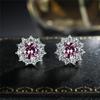 Snowflake Pink Diamond Zircon Sunflower Earrings for Women