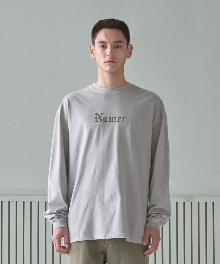 NAMERCLOTHING Old English L/S T-Shirt Light Gray