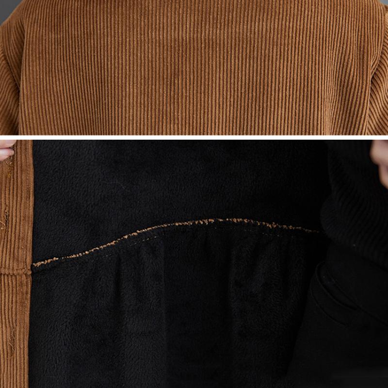 Winter Women Trench Fleece Long Sleeved Loose Vintage Fashion Casual Long Warm Coat
