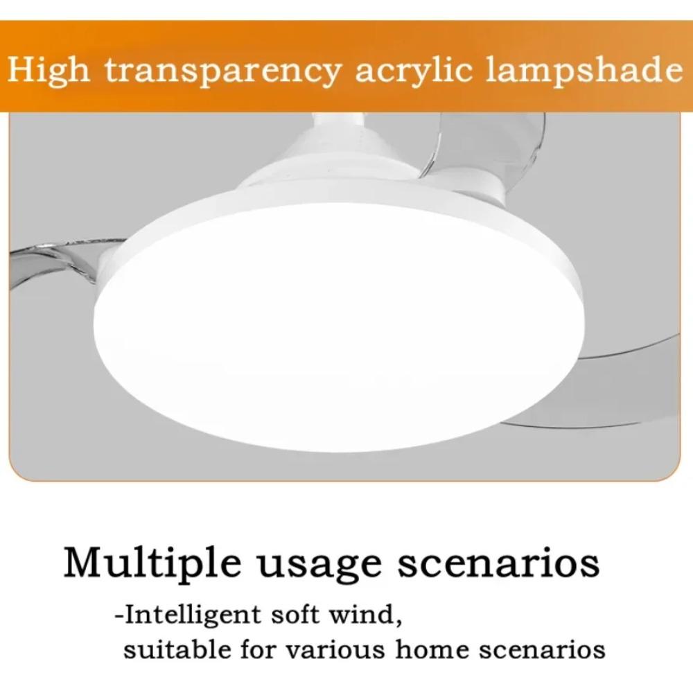 E27 Ceiling Fan with Light Invisible Telescopic Blade Silent Remote Control Dimming Bedroom Home LED Lighting Ceiling Fans New