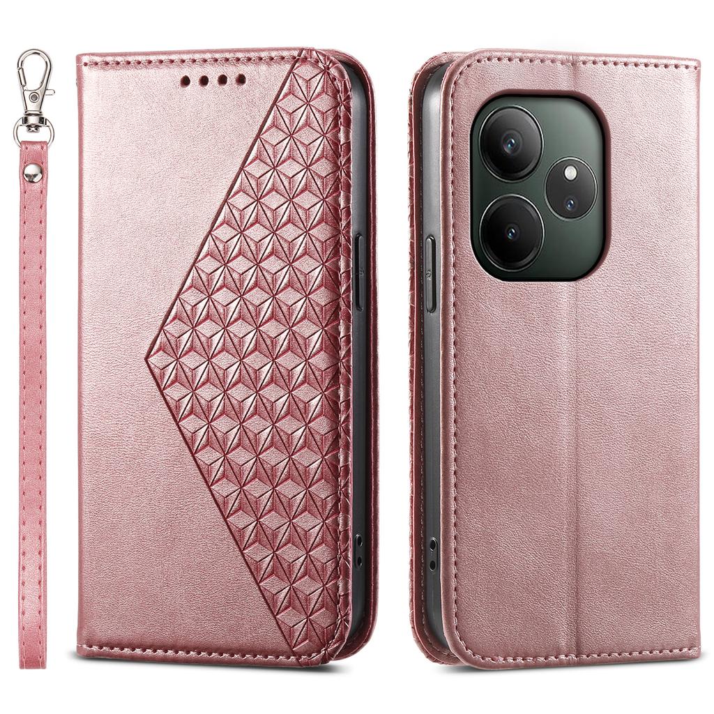 For Realme GT 6 5G Case Calf Texture PU Leather Phone Cover with Wallet