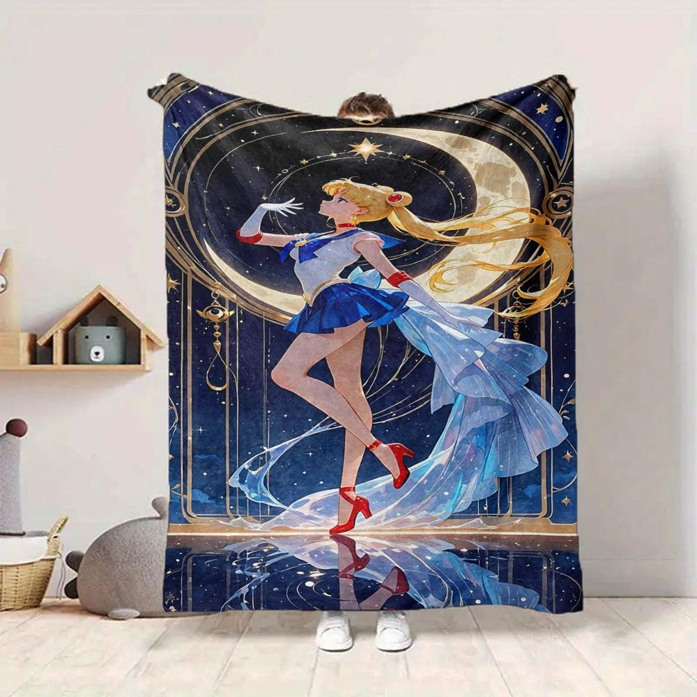 1 szt. Koc flanelowy Sailor Moon [Przytulny koc narzutowy] Na sofę, łóżko, podróż, kemping, salon, biuro, kanapę, krzesło i łóżko